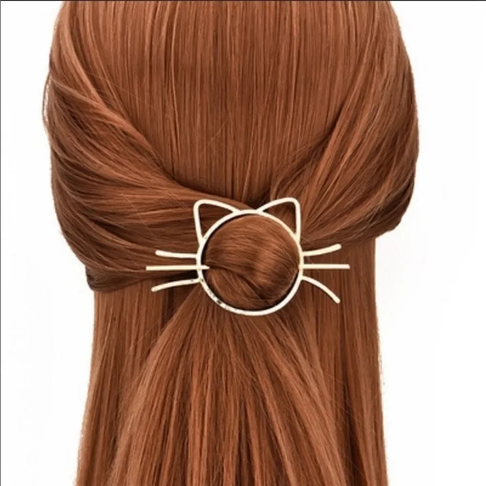 Kitten Hair Pin Zinc Alloy Goldtone Cute Versatile